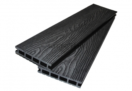Террасная доска ДПК ExtraWood Forest 3D Bark Strong Black Onyx (Черный Оникс), глубокое тиснение
